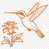 Beautiful Nature-Inspired Clip Art A stylized illustration of a hummingbird surrounded by floral elements.