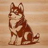 Husky Silhouette Vector Graphic A Siberian Husky sitting on its hind legs, depicted as a vector graphic illustration.