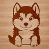 A Siberian Husky dog sitting on its hind legs in vector form.