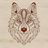 An ornate design featuring the facial profile of a dog breed Husky in high-resolution format.