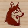 Free Vector Image of a Stunning Husky Dog Breed Illustrated dog breed portrait of a Siberian Husky with distinctive head features.