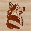 A Siberian Husky dog breed with a snowy background.