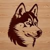 Digital Illustration of a Friendly Dog Face A high-quality digital illustration of a Siberian Husky's head, suitable for use in various design projects.