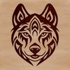 Ornate Husky Clip Art Image A high-quality digital illustration of a Siberian Husky's head with intricate facial details.