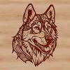 An ornate design element featuring the silhouette of a Husky in vector format.