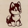 Digital Dog Breed Vector Art A high-quality digital illustration of a sitting husky dog with detailed fur texture.
