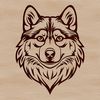 Beautiful Free Husky Clip Art A digital illustration of a Siberian Husky's head with detailed features.