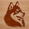 Beautiful Siberian Dog Portrait A Siberian Husky's head, shown in a simplified vector design, suitable for various uses including commercial projects.