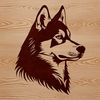Beautiful Siberian Husky Face SVG A close-up vector illustration of a Siberian Husky's head with detailed fur texture.