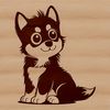 Vector Art of a Happy Husky Dog A stylized illustration of a seated Husky dog.