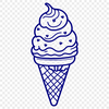 A colorful illustration of an ice cream sundae with multiple scoops and toppings.