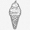 A colorful illustration of a scoop of ice cream on a cone, created using vector art.