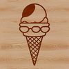 Vector illustration of a colorful ice cream cone with a scoop.