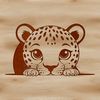 A detailed illustration of a big cat's face, showcasing its distinctive features and patterns.