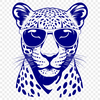 Stylish Jaguar Vector Art Vector art of a big cat, specifically a jaguar, depicted with distinctive facial features and stylish eyewear.