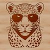 Cool Cat SVG Stencil A stylized illustration of a jaguar wearing sunglasses in a modern design style.