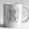 Fierce Jaguar Silhouette with Love Hearts A large, powerful jaguar with love hearts surrounding its face.