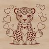 Lovehearted Feline Illustration SVG illustration of a big cat with love hearts surrounding its body.