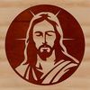 A digital representation of the figure of Jesus with a calm expression.