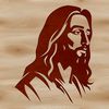 A digital representation of Jesus' head, suitable for various designs and applications.