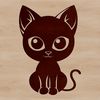 Whiskered Companion SVG Icon A small domestic cat sitting on its haunches, looking up with curious eyes.