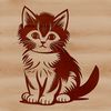 Adorable Kitten Illustration A small cat sitting on the floor, depicted in a simple and detailed vector design suitable for various uses.