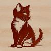 Adorable Cartoon Cat Vector Graphic A cartoon kitten sitting on its hind legs with a playful expression.