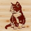 Relaxed Kitten Illustration Whimsical illustration of a domesticated feline animal in a relaxed pose.