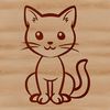 Simple Line Art Kitten Design A simple line drawing of a cute kitten sitting on its haunches, suitable for use in various design contexts.