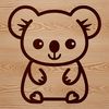 A simple line drawing of a sitting koala with cute facial expression.