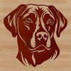 Vector illustration of a smiling Labrador Retriever's head with a friendly expression.