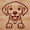 Cute Labrador Head Design A simple line drawing of a happy dog's head with floppy ears and a wagging expression.