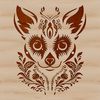 Wild Animal Head Design Vector A detailed illustration of a lemur's head with intricate features, suitable for cutting machine stencils or vector designs.