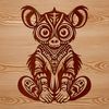 A colorful illustration of a wild animal from Madagascar, featuring an ornate design.