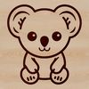 A simple line drawing of a koala sitting on the ground, created as a vector art design.