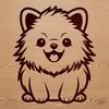 Beautiful Line Drawing of a Pomeranian Breed A simple line drawing of a sitting Pomeranian dog breed, suitable for vector art projects.