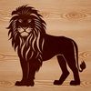 Large Lion Silhouette A large lion standing on its hind legs, depicted in a simplified vector style suitable for digital designs.