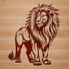 Roaring Lion Vector Graphic Large standing lion in a natural habitat, depicted as a vector graphic.