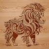 Regal Big Cat Vector Art A standing lion with ornate details, depicted as a vector illustration.