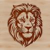 A regal lion's head, representative of the big cat species found in savannas and grasslands.