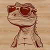 A cartoon lizard wearing trendy sunglasses, suitable for clip art and vector design projects.