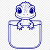 A small reptile animal peeking out from a pocket.