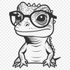 Playful Reptile Character A stylized illustration of a reptile wearing glasses in a fun and playful manner.