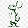 Cute Green Lizard SVG Art A small green lizard standing on its hind legs with its tail curled up.