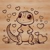 A digital representation of a reptile with scales and a long tail.