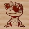 A reptile wearing sunglasses, depicted as a vector design.