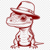 Small reptile illustration with hat A small reptile wearing a hat, illustrated in vector style.