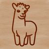 Llama Silhouette with Whimsical Expression A simple line drawing of a standing llama with cute facial features.