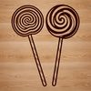 Colorful illustration of a single lollipop on a white background.