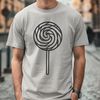 Swirly Treat Illustration A colorful illustration of a lollipop with a swirly pattern.